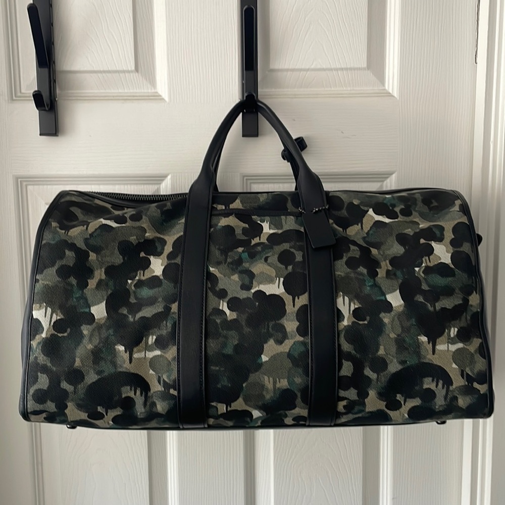 Coach Gotham Duffle Bag Camo Canvas Green Blue - Picture 3 of 16